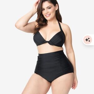 NEW Unique Vintage All Black Monroe High Waist Bikini Bottom